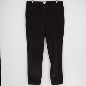 J. Jill Women's Corduroy‎ Gray Black Pants Size 12 Slim Straight Leg Soft Velvet